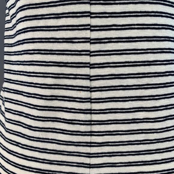 THEORY Size S Adiany B White Navy Linen Cotton Blend Stripe Midi T-Shirt Dress - Picture 6 of 11